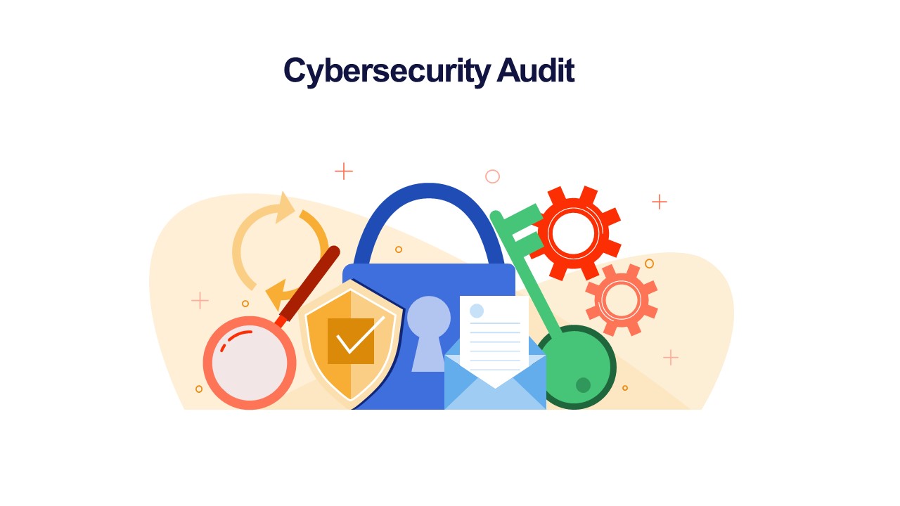 abstract illustration of lock and key representing cybersecurity audit