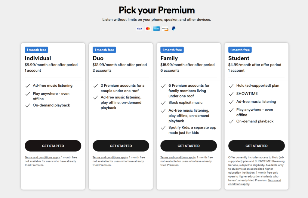 Example B2C subscription pricing