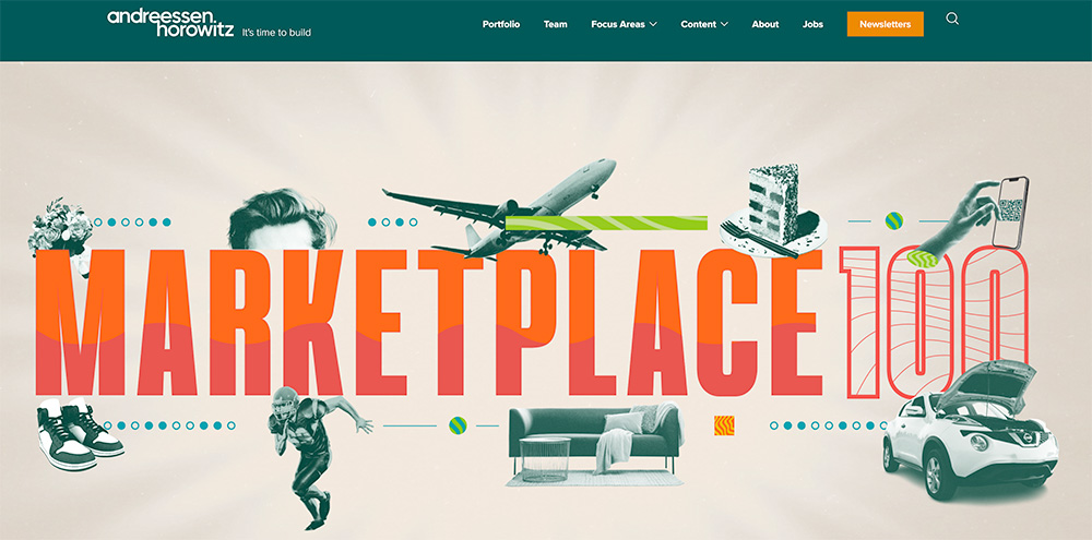 screenshot of website showing top marketplaces