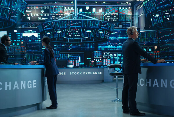 floor of stock market exchange