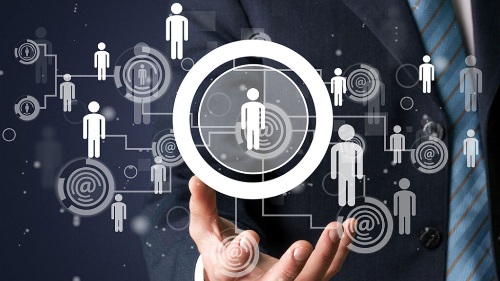 abstract photograph of recruiter with a social network overlayed