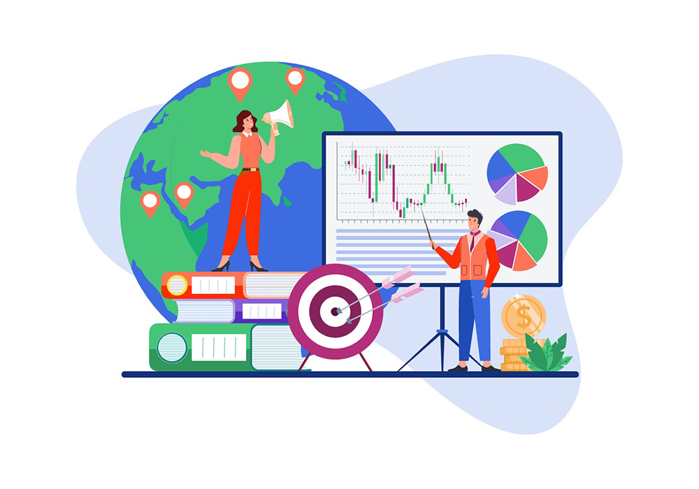 business people standing in front of stock price chart for b2b saas ipo