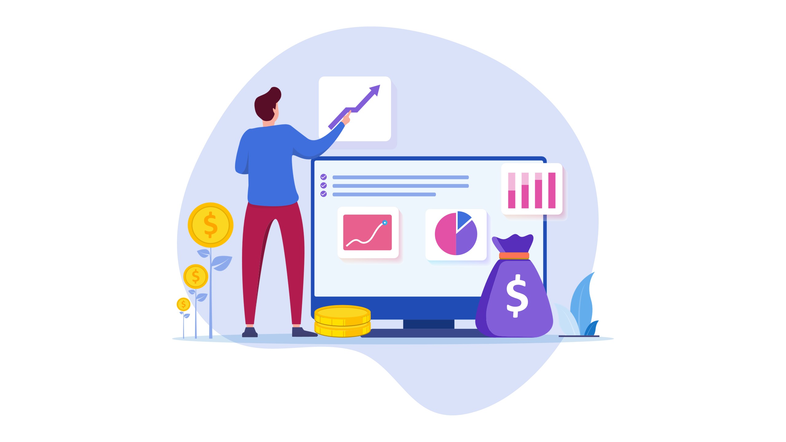 abstract illustration of a business man drawing a graph to represent payback period